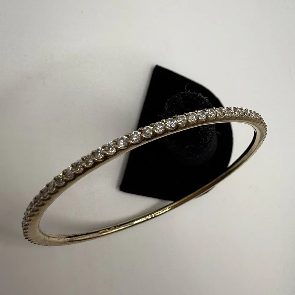 Sonia B Sterling Silver Gold Vermeil CZ Pave Bangle Bracelet